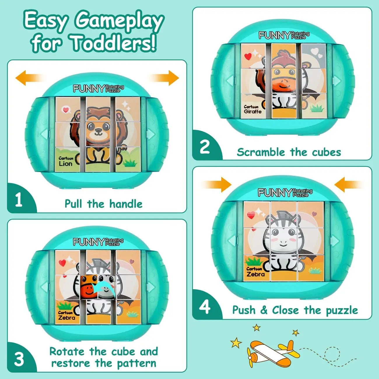 4-in-1 Rotating Puzzle – Fidget Toy for Kids Ages 3+