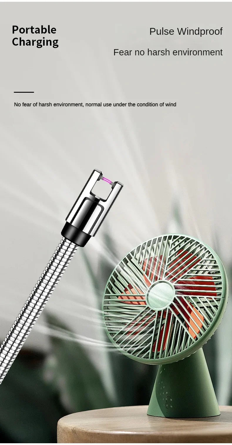 360° USB Electric Arc Lighter – Plasma Pulse Windproof Rechargeable BBQ Candle Lighter with Power Display