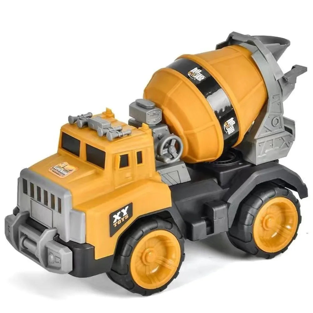 Mini Plastic Engineering Vehicle Toys – Inertia Excavator & Bulldozer Push-and-Go Models