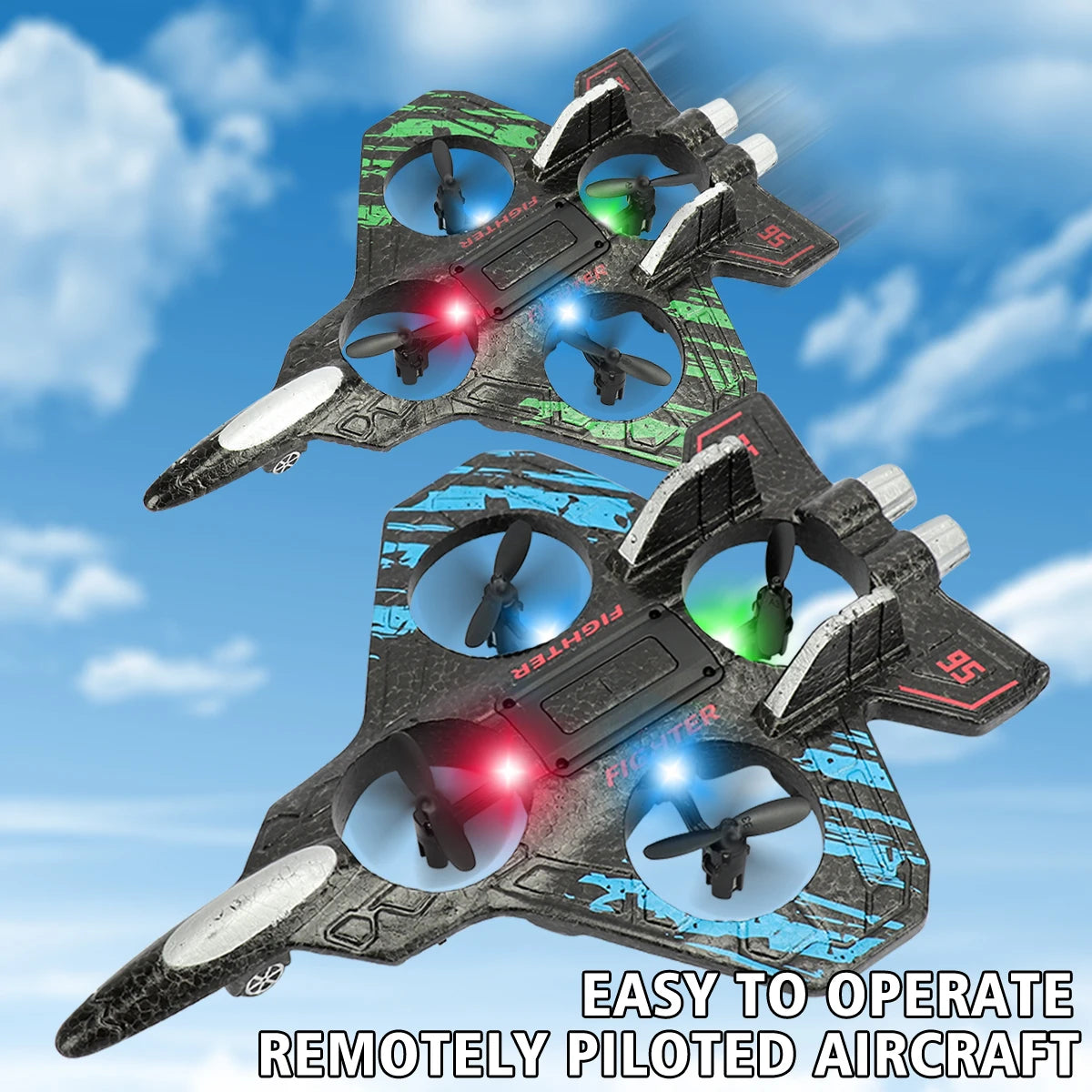 2.4G EPP RC Fighter Plane Glider with Lights – Stunt Aircraft