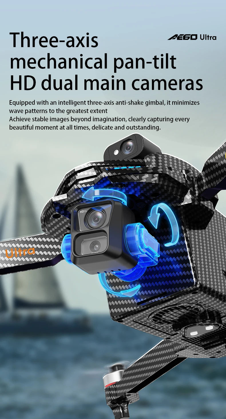 AE60 GPS Drone – 8K Camera, 3-Axis Gimbal, Obstacle Avoidance Quadcopter