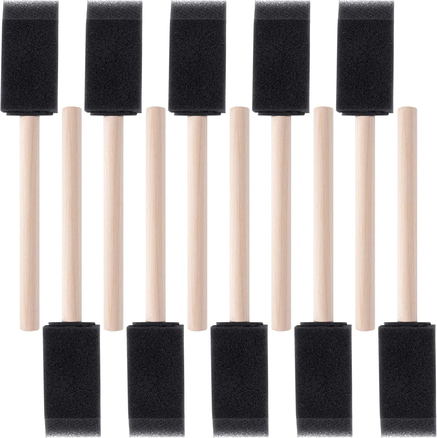 10PCS Wooden Handle Sponge Brushes – Watercolor & Oil Painting