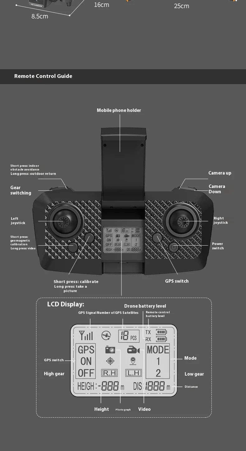 UVA P20 Drone – 8K HD Camera, 3-Axis Gimbal GPS Quadcopter
