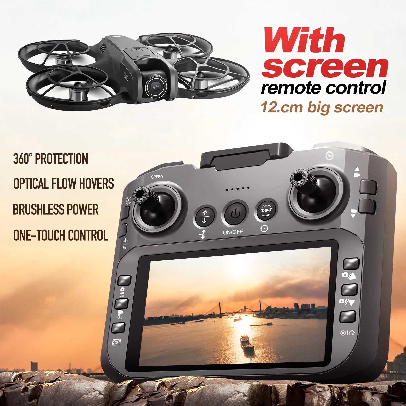V666 Mini Drone 4K HD Camera FPV Quadcopter with Screen