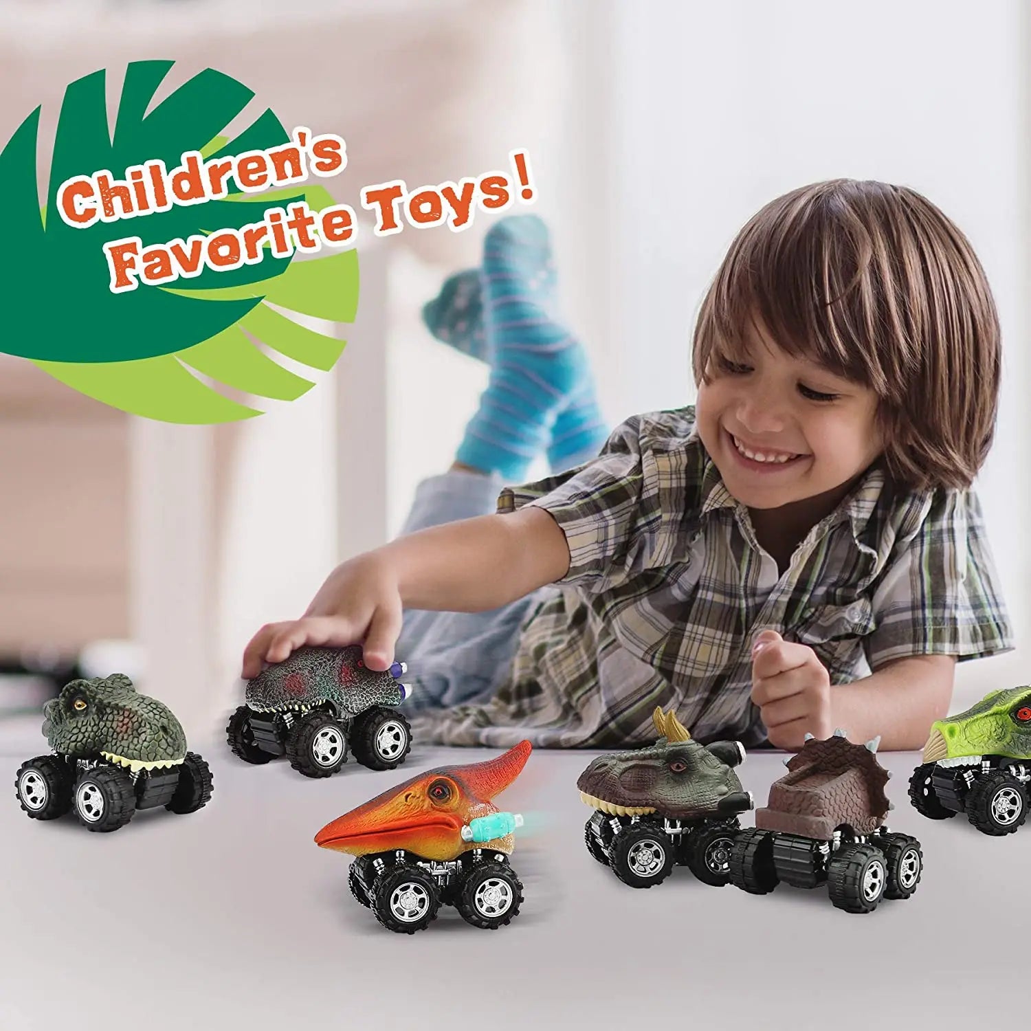 Dinosaur Pull-Back Mini Monster Trucks – Toy Car Set for Kids