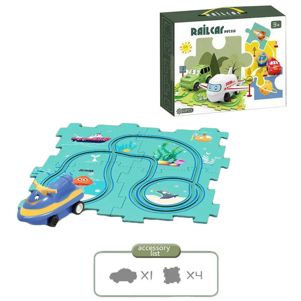 Puzzle Racer Car Track Set – Montessori Brain Toy for Kids Ages 3–6