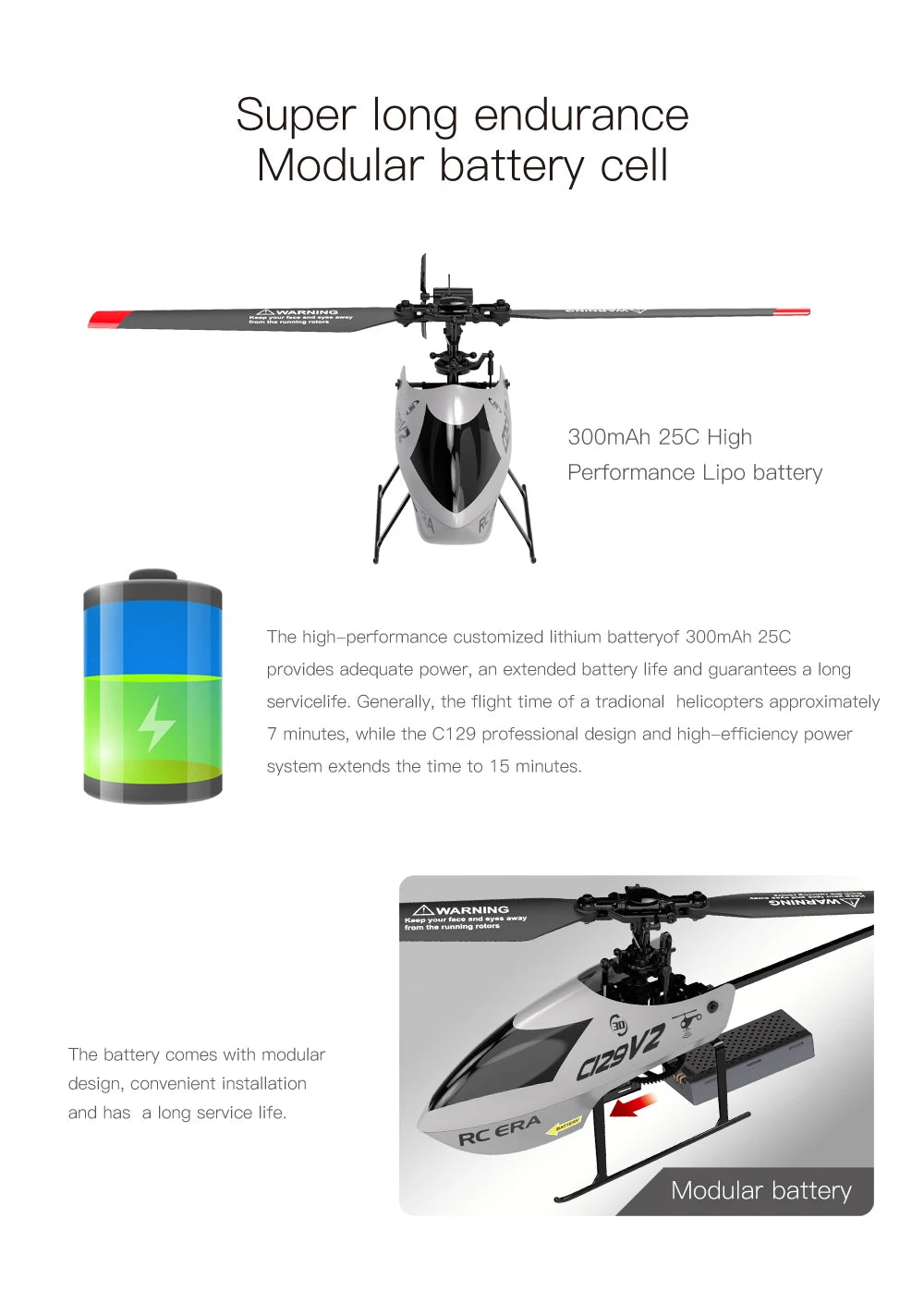 ERA C129V2 RC Helicopter 2.4GHz RTF with 6-Axis Gyro & 3D Flip