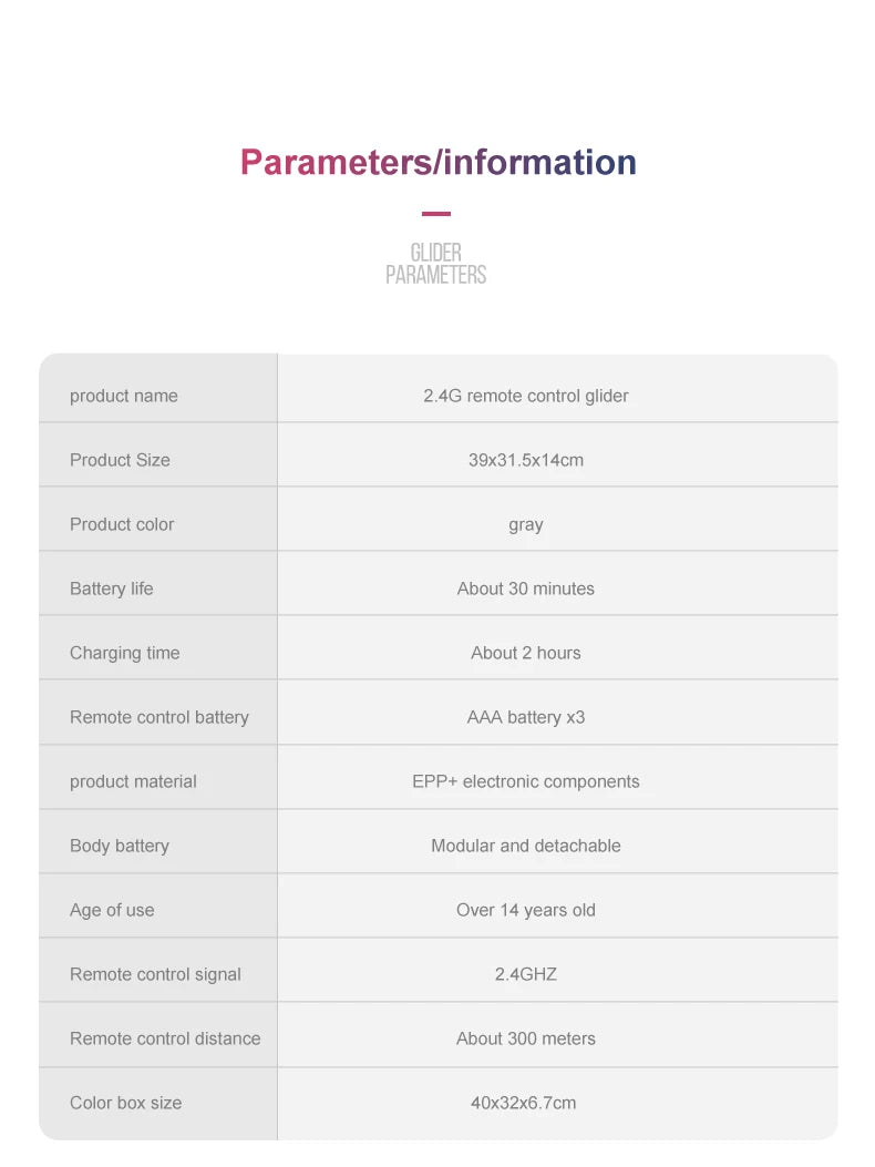 G1 RC Glider Plane 3CH Foam Electric Hand-Throw Airplane