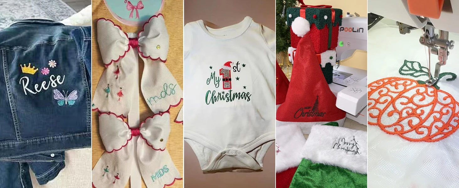 POOLIN EOC05 Computerized Embroidery Machine with Threads & Stabilizer