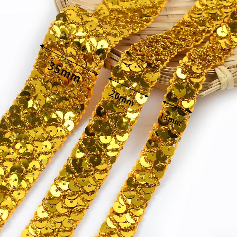 2–10M Sequin Ribbon Lace Trim – DIY Sewing & Wedding Decor