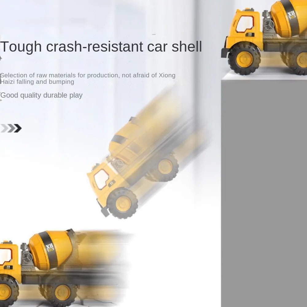 Mini Plastic Engineering Vehicle Toys – Inertia Excavator & Bulldozer Push-and-Go Models