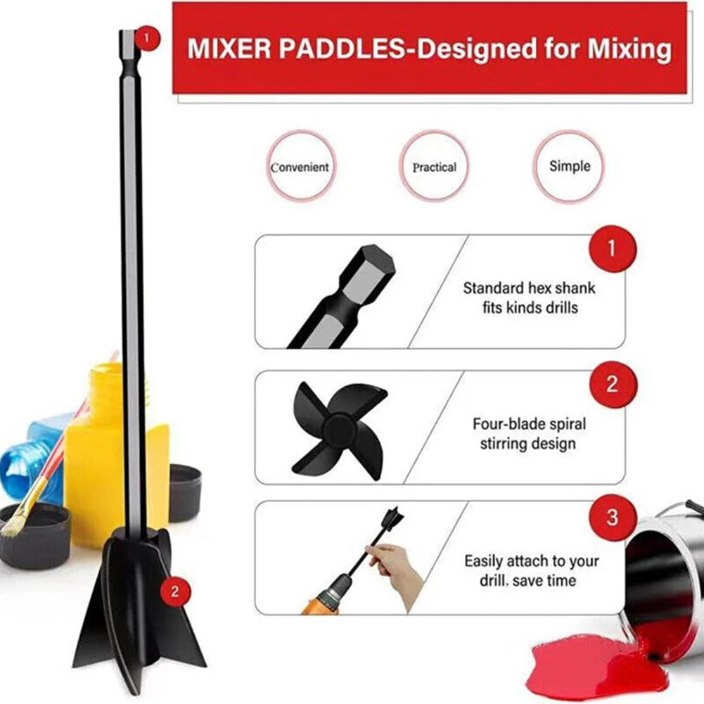 Epoxy & Paint Mixer Drill Attachment – Paddle Head Resin & Liquid Stirrer with Drill Chuck