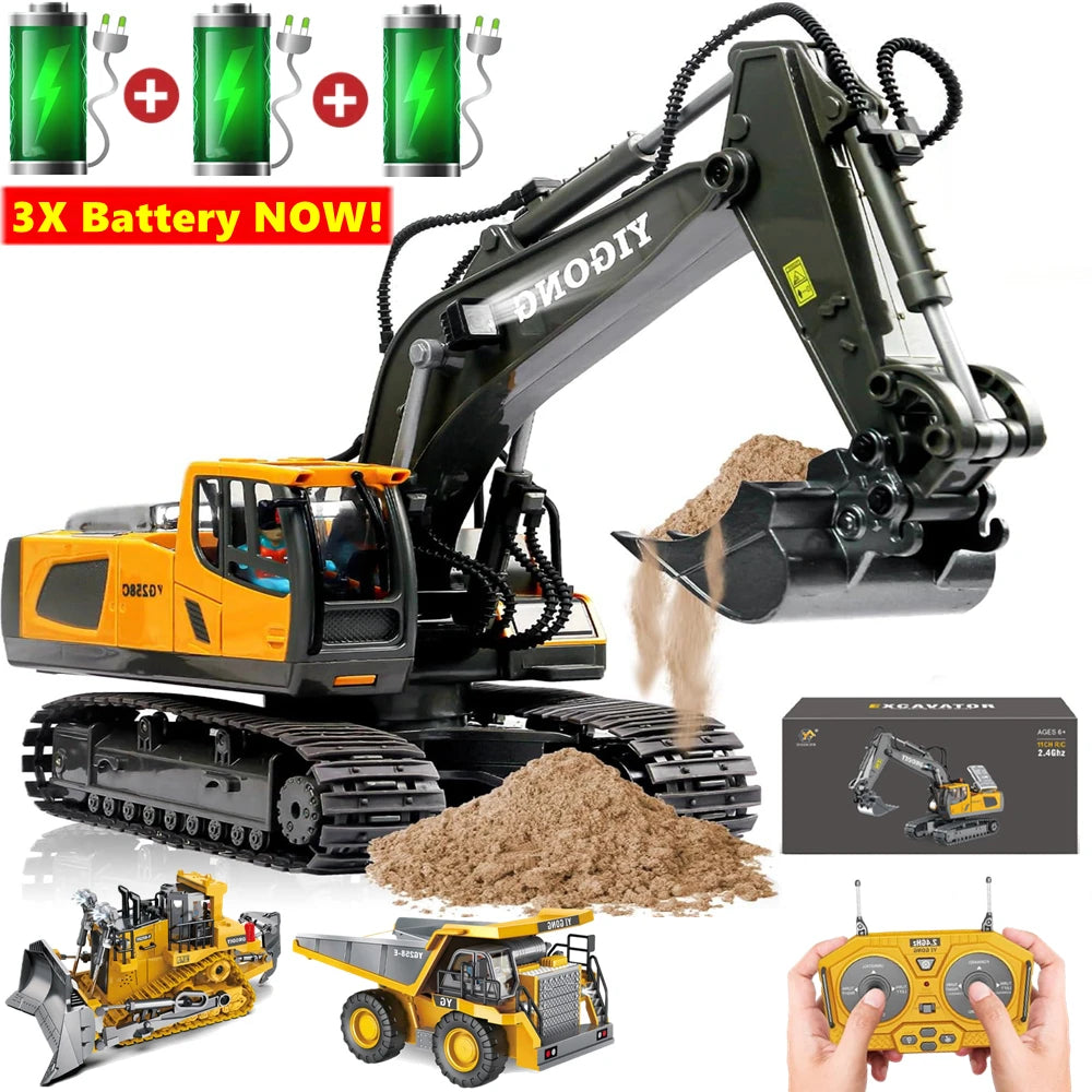 4WD RC Excavator Dump Truck Bulldozer Toy – Construction Vehicle