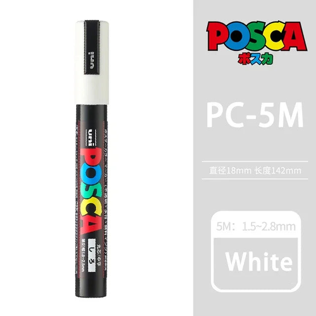 UNI POSCA Acrylic Paint Marker Set – PC-1M/3M/5M Quick-Dry Permanent Pens for Art, Graffiti & Crafts