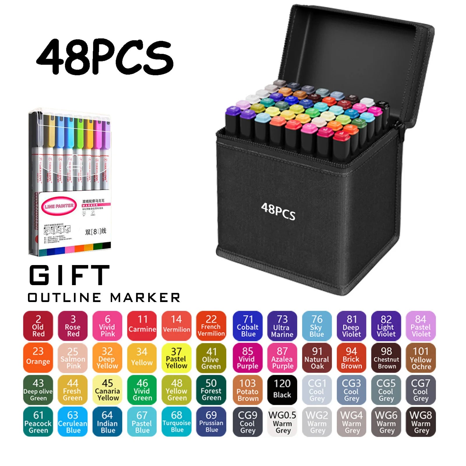 Double Tip Permanent Art Marker Pens – 24–168 Colors