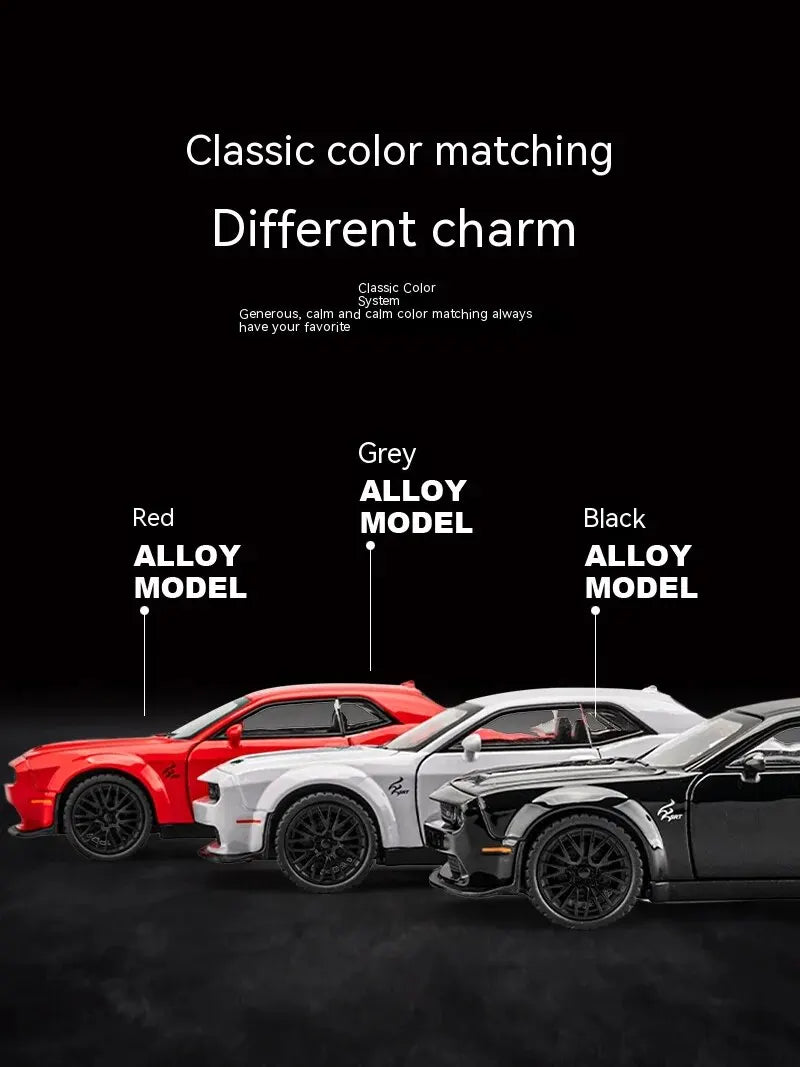 1:32 Dodge Challenger Hellcat Die-Cast Toy Car – Pull Back with Sound & Light