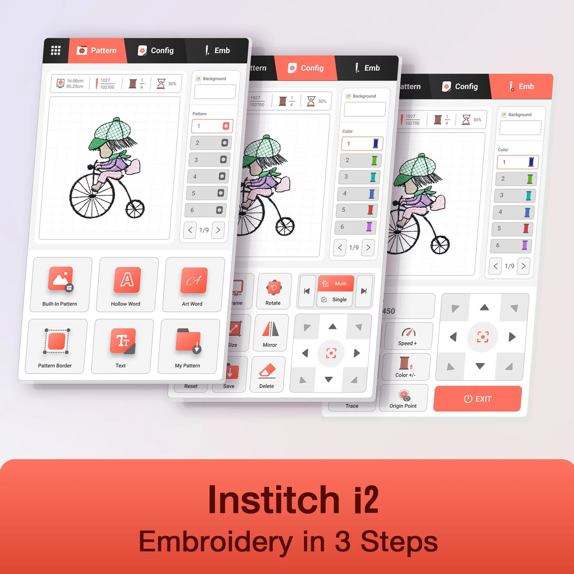 POOLIN EOC05 Computerized Embroidery Machine with Threads & Stabilizer