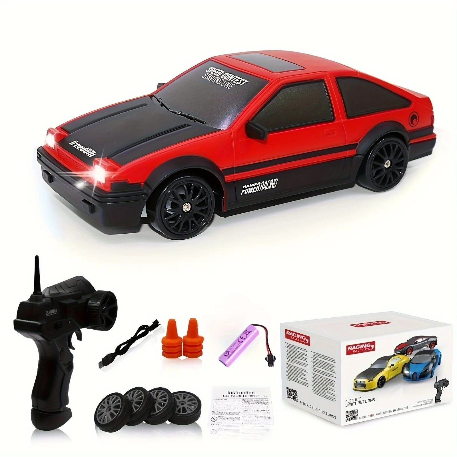 RC Drift Stunt Car with LED Glow Lights – 14km/h High Speed