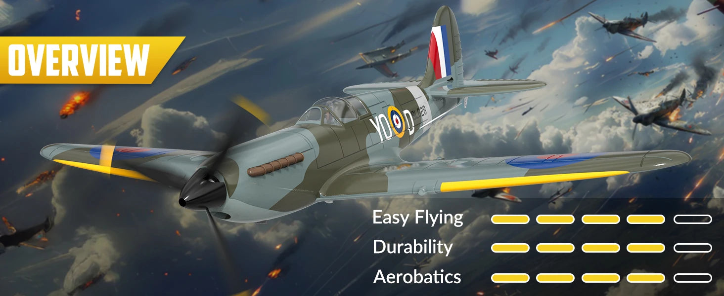 VolantexRC Spitfire RC Plane 4CH RTF with Gyro & Aileron