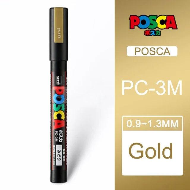 UNI POSCA Acrylic Paint Marker Set – PC-1M/3M/5M Quick-Dry Permanent Pens for Art, Graffiti & Crafts