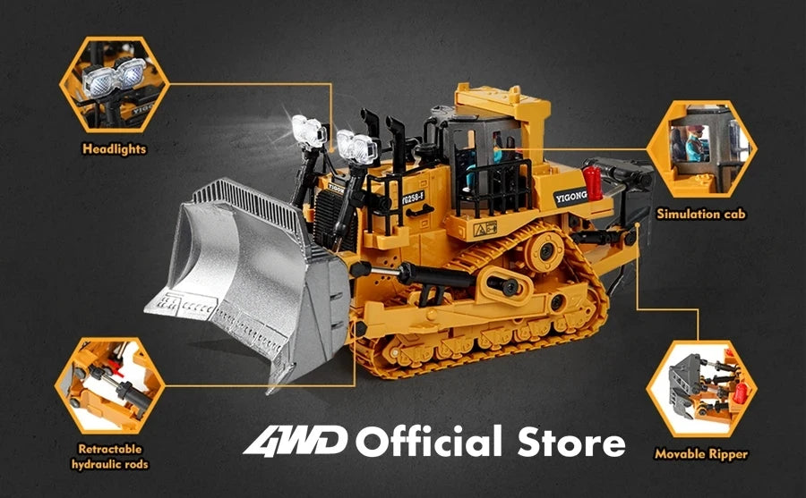 4WD RC Excavator Dump Truck Bulldozer Toy – Construction Vehicle