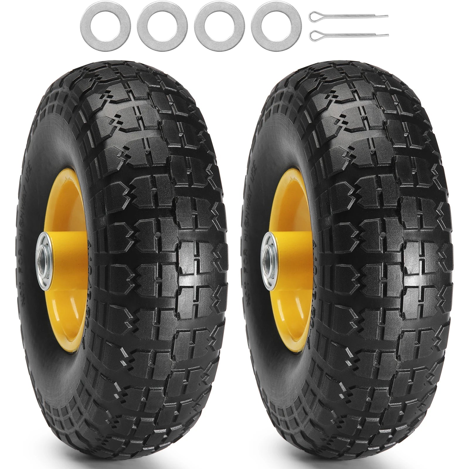 SucceBuy 10" PU Run-Flat Tires & Wheels – 2 Pack