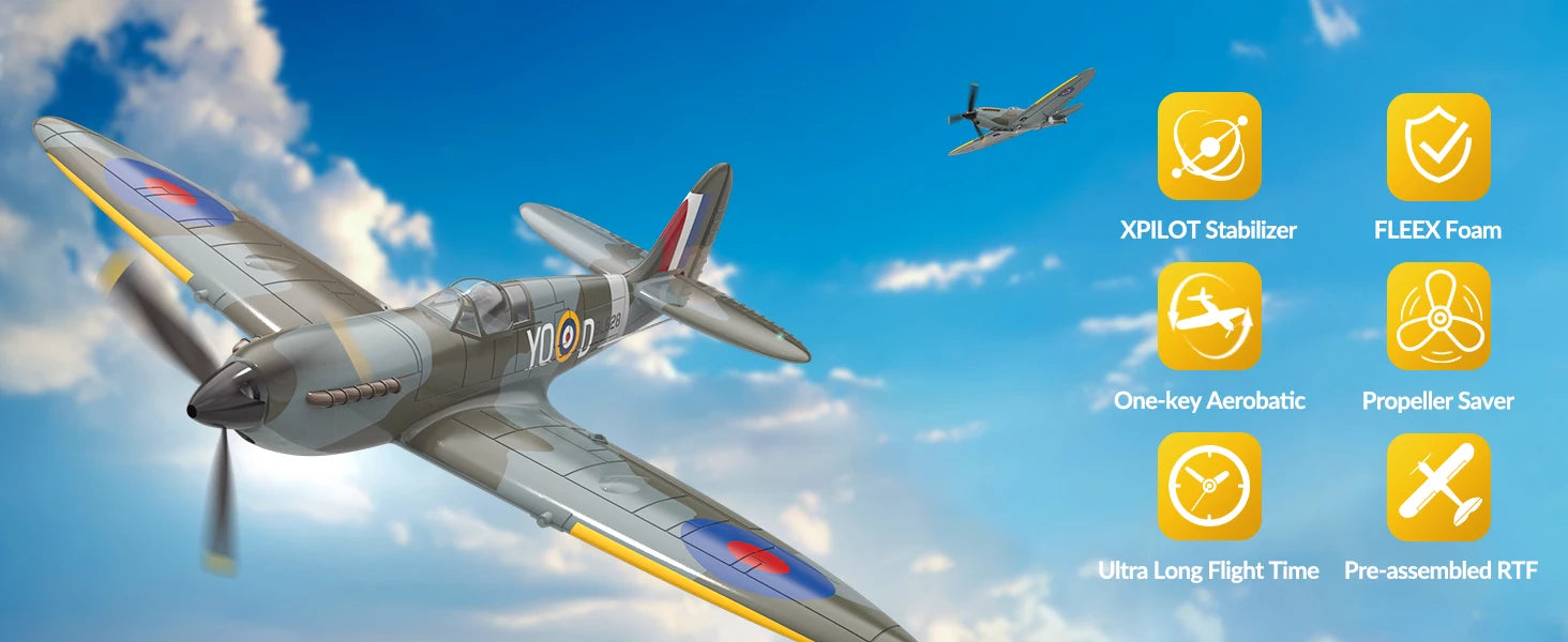 Volantex Spitfire RC Plane 2.4G 4CH Warbird – 400mm RTF
