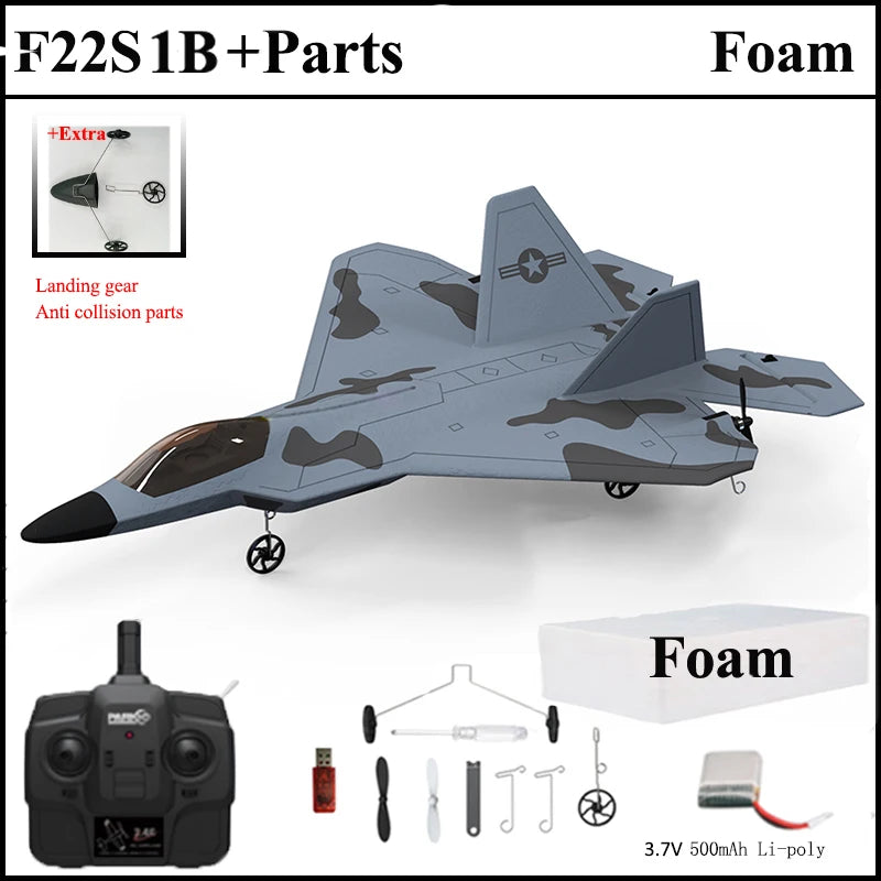 2024 F22S RC Airplane 2.4G 4CH Raptor Jet with LED & Gyro