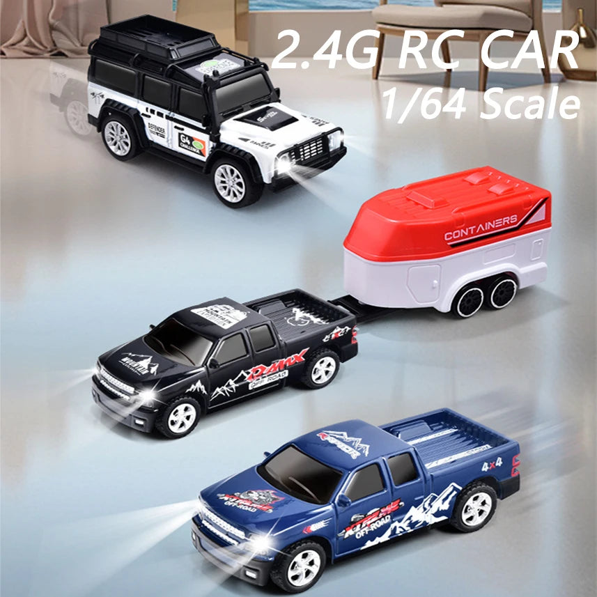 1/64 Mini RC Car 4x4 Alloy Racing Truck with Lights