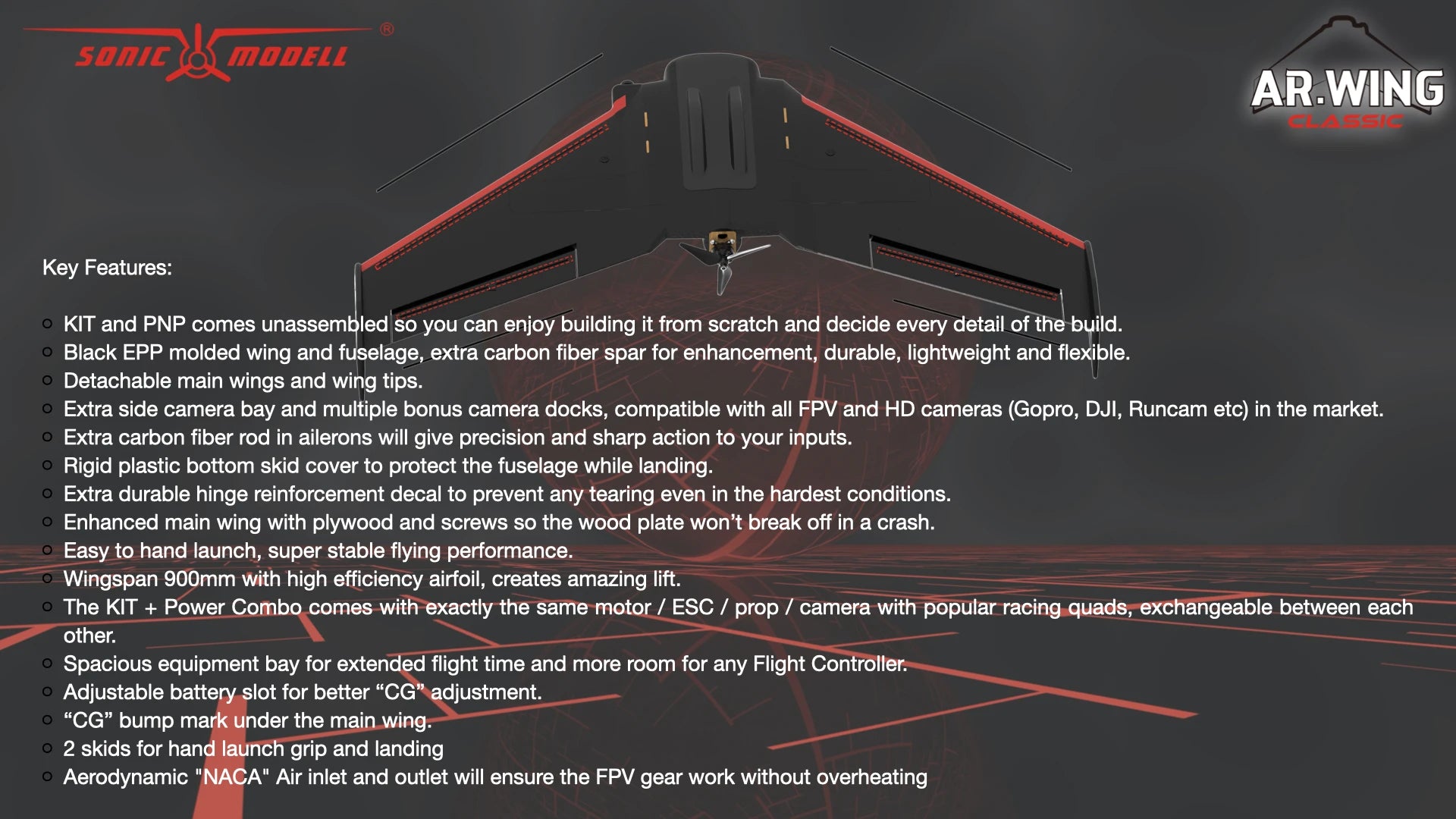 SonicModell AR Wing Classic 900mm EPP FPV RC Airplane Kit