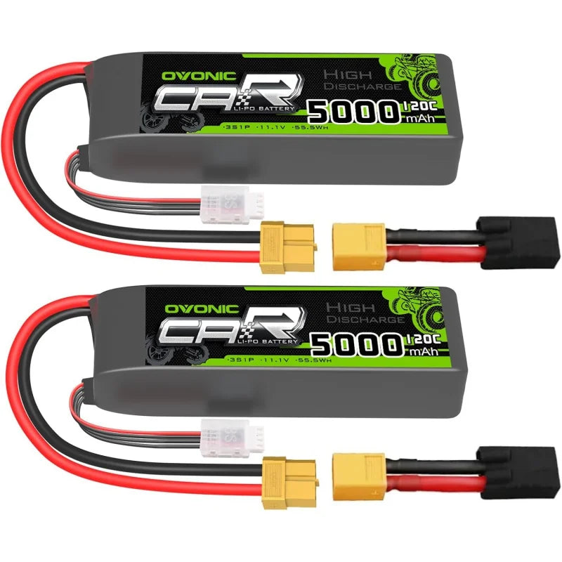 Ovonic 3S LiPo Battery 11.1V 5000mAh 100C with TRA Plug – 2 Pack