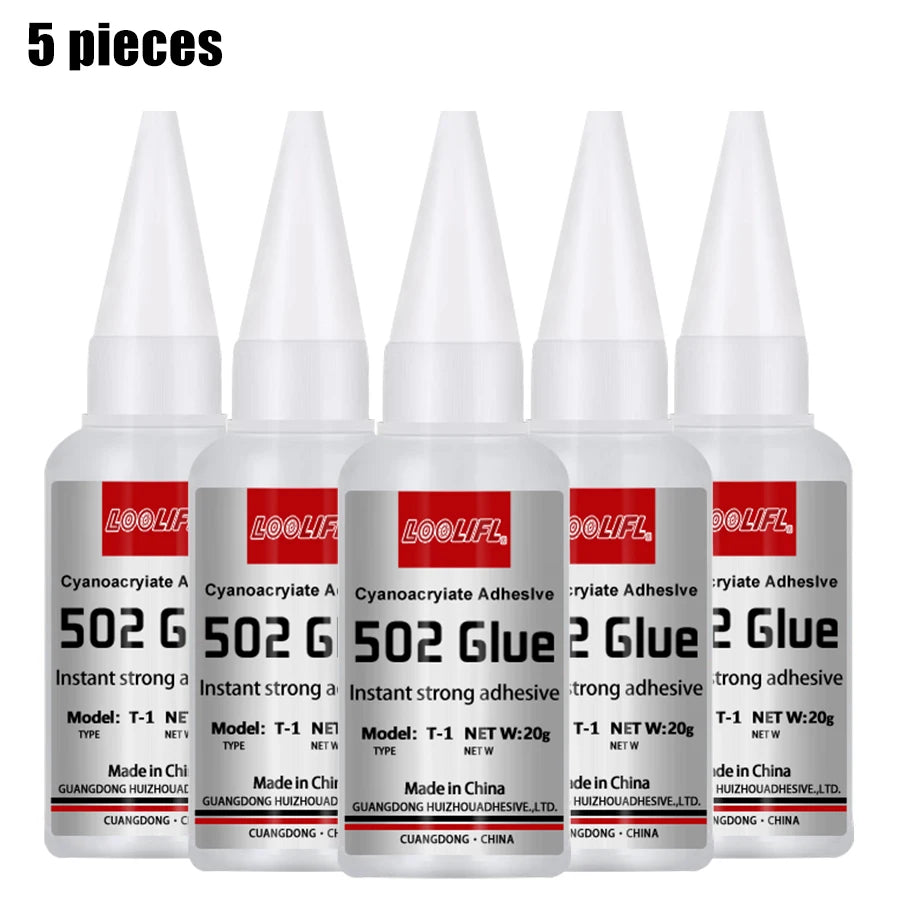 LOOLIFL Super Glue 502 – Instant Quick-Drying Strong Bond Adhesive for Leather, Rubber, Wood & Metal (1–5pcs)