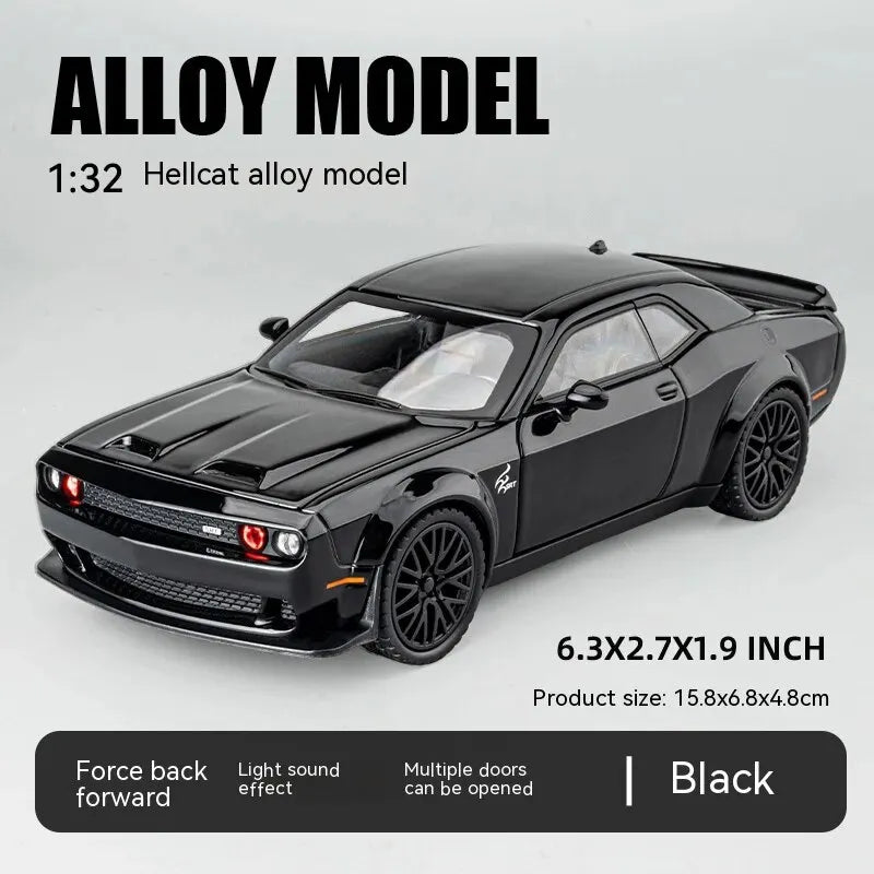1:32 Dodge Challenger Hellcat Die-Cast Toy Car – Pull Back with Sound & Light