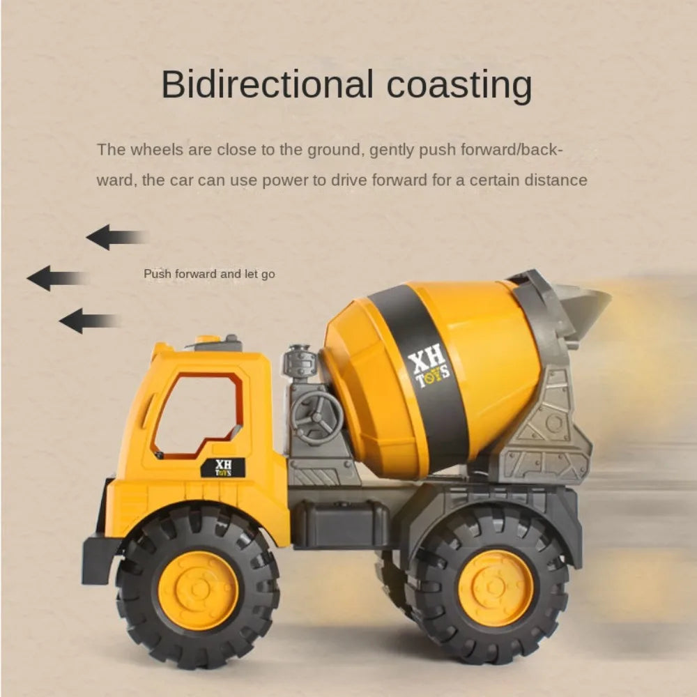 Mini Plastic Engineering Vehicle Toys – Inertia Excavator & Bulldozer Push-and-Go Models