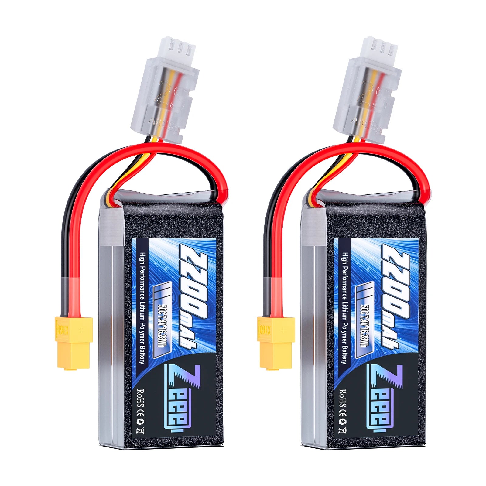 Zeee 2S LiPo Battery 7.4V 2200mAh 50C Shorty Pack – T/XT60 Plug
