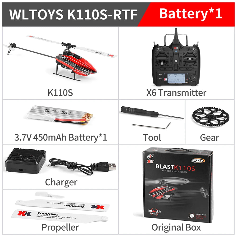 Wltoys XK K110S 6CH RC Helicopter with Brushless Motor & 3D/6G System