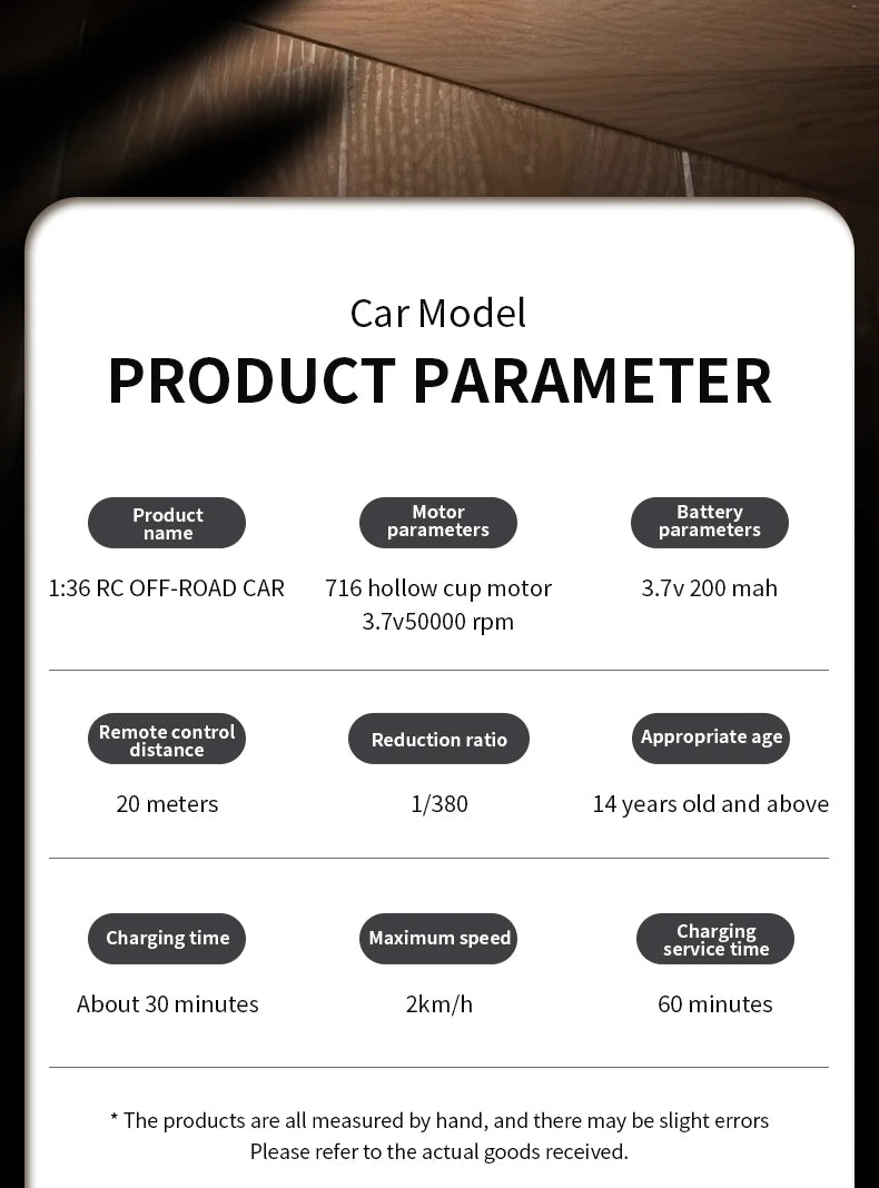 1/36 RC Crawler Car 4WD Off-Road with LED Lights – RTR