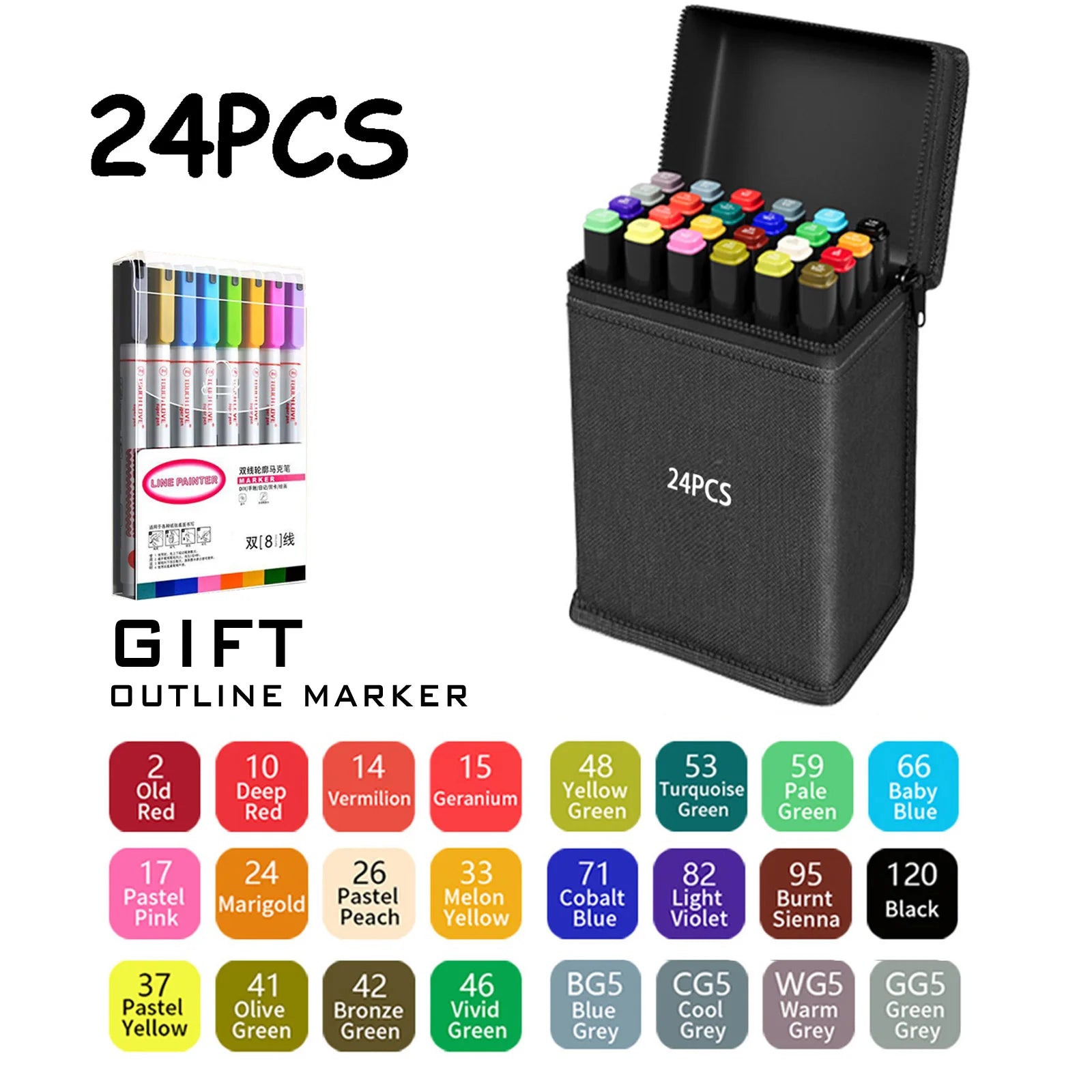 Double Tip Permanent Art Marker Pens – 24–168 Colors