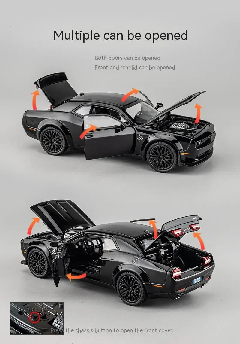 1:32 Dodge Challenger Hellcat Die-Cast Toy Car – Pull Back with Sound & Light