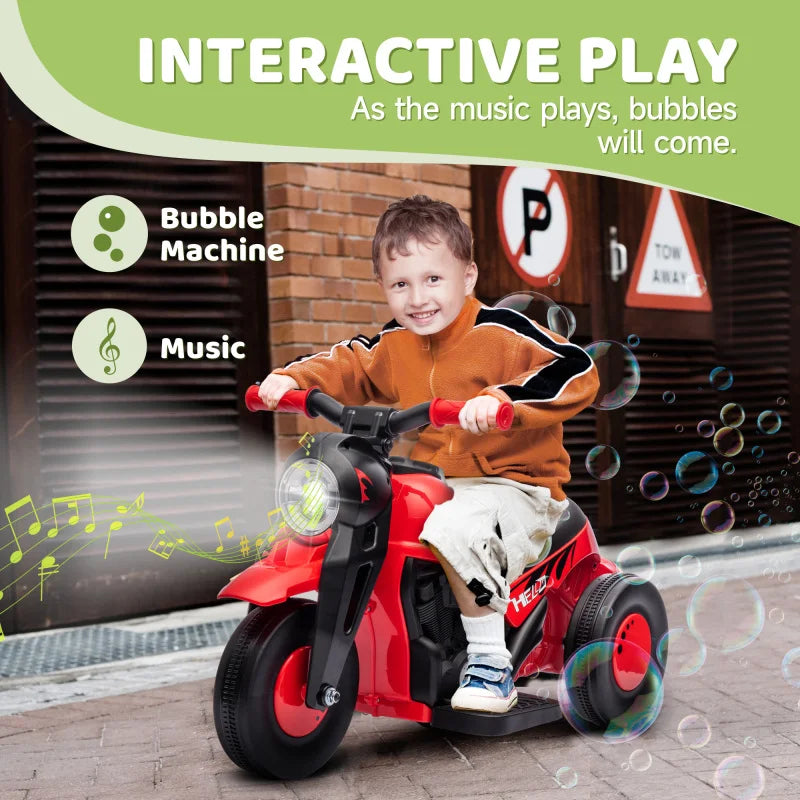 Qaba 6V Electric Kids Motorcycle – Ride-On Bubble Car with Music & Safe Design