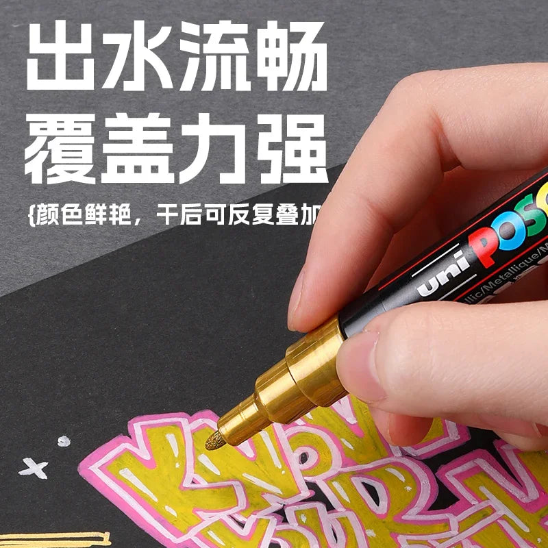 UNI POSCA Acrylic Paint Marker Set – PC-1M/3M/5M Quick-Dry Permanent Pens for Art, Graffiti & Crafts
