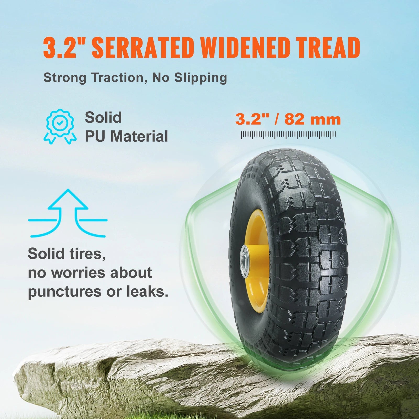 SucceBuy 10" PU Run-Flat Tires & Wheels – 2 Pack