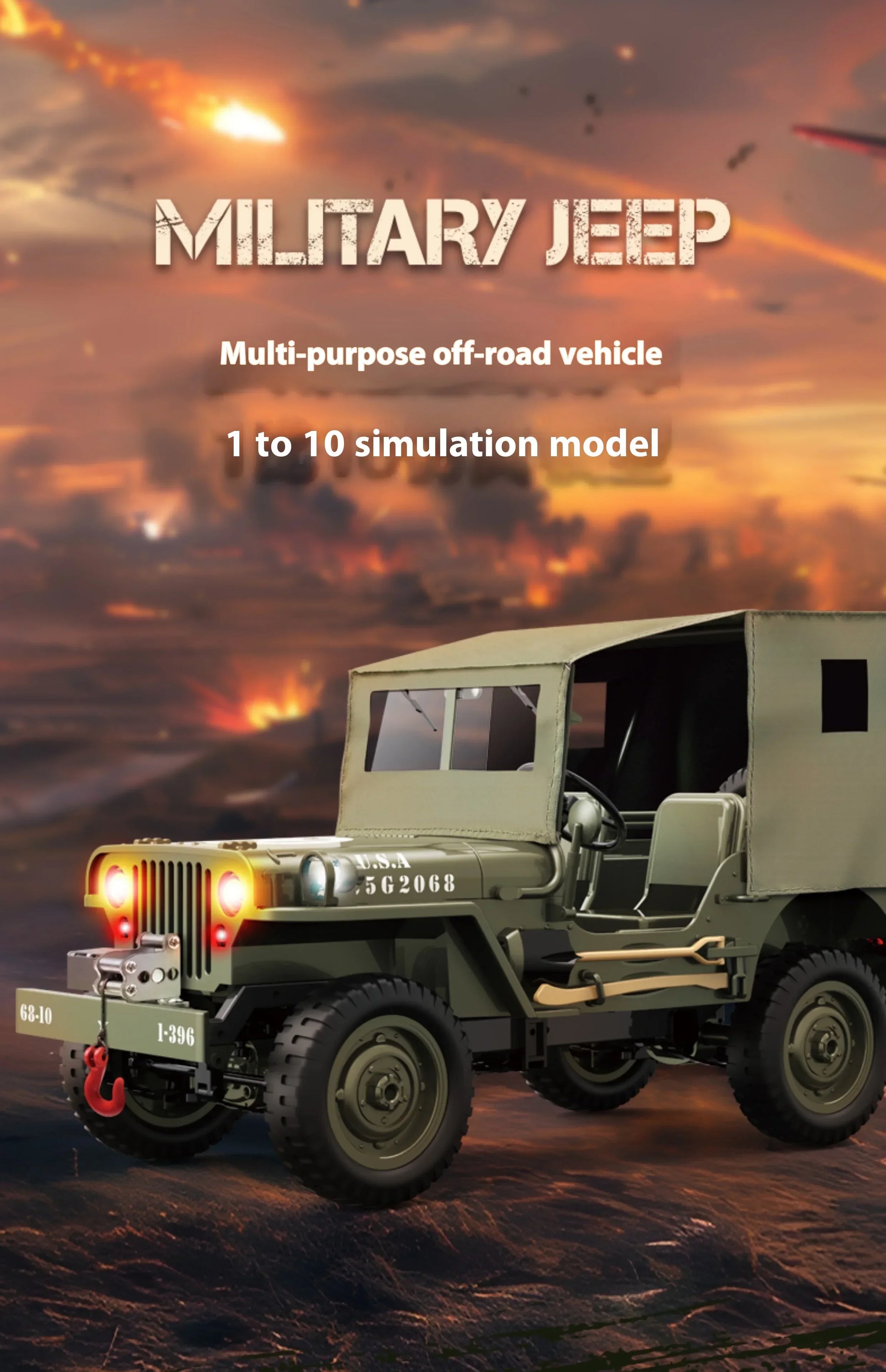 JJRC C8815 RC Jeep Willys 1/12 4WD Military Crawler Truck RTR