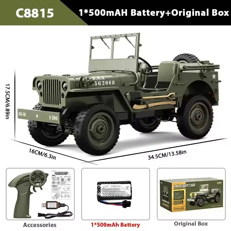 JJRC C8815 RC Jeep Willys 1/12 4WD Military Crawler Truck RTR