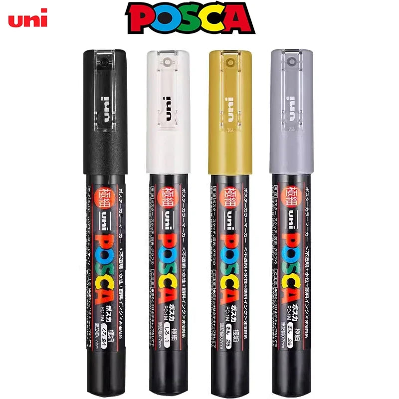 UNI POSCA Acrylic Paint Marker Set – PC-1M/3M/5M Quick-Dry Permanent Pens for Art, Graffiti & Crafts