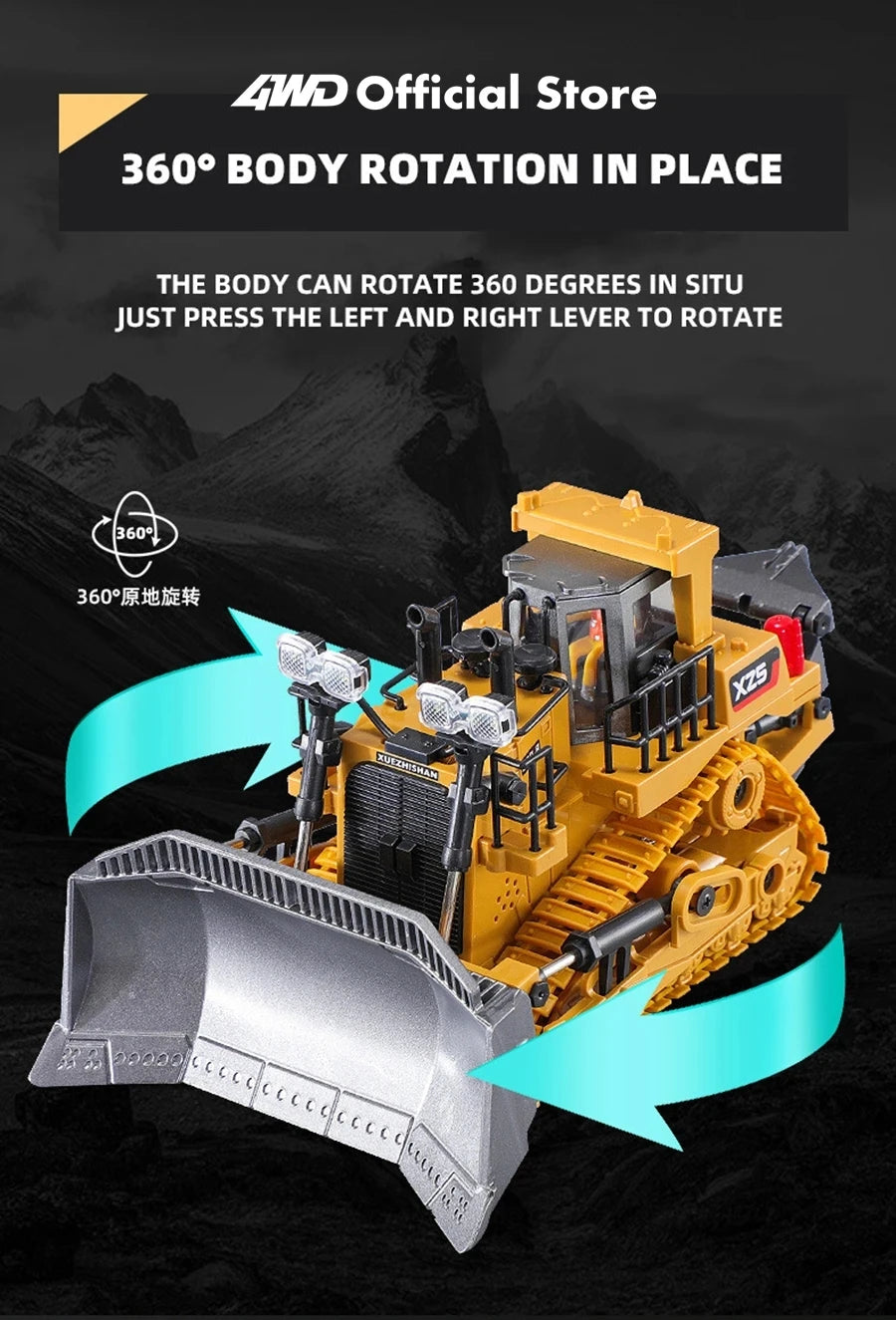 4WD RC Excavator Dump Truck Bulldozer Toy – Construction Vehicle