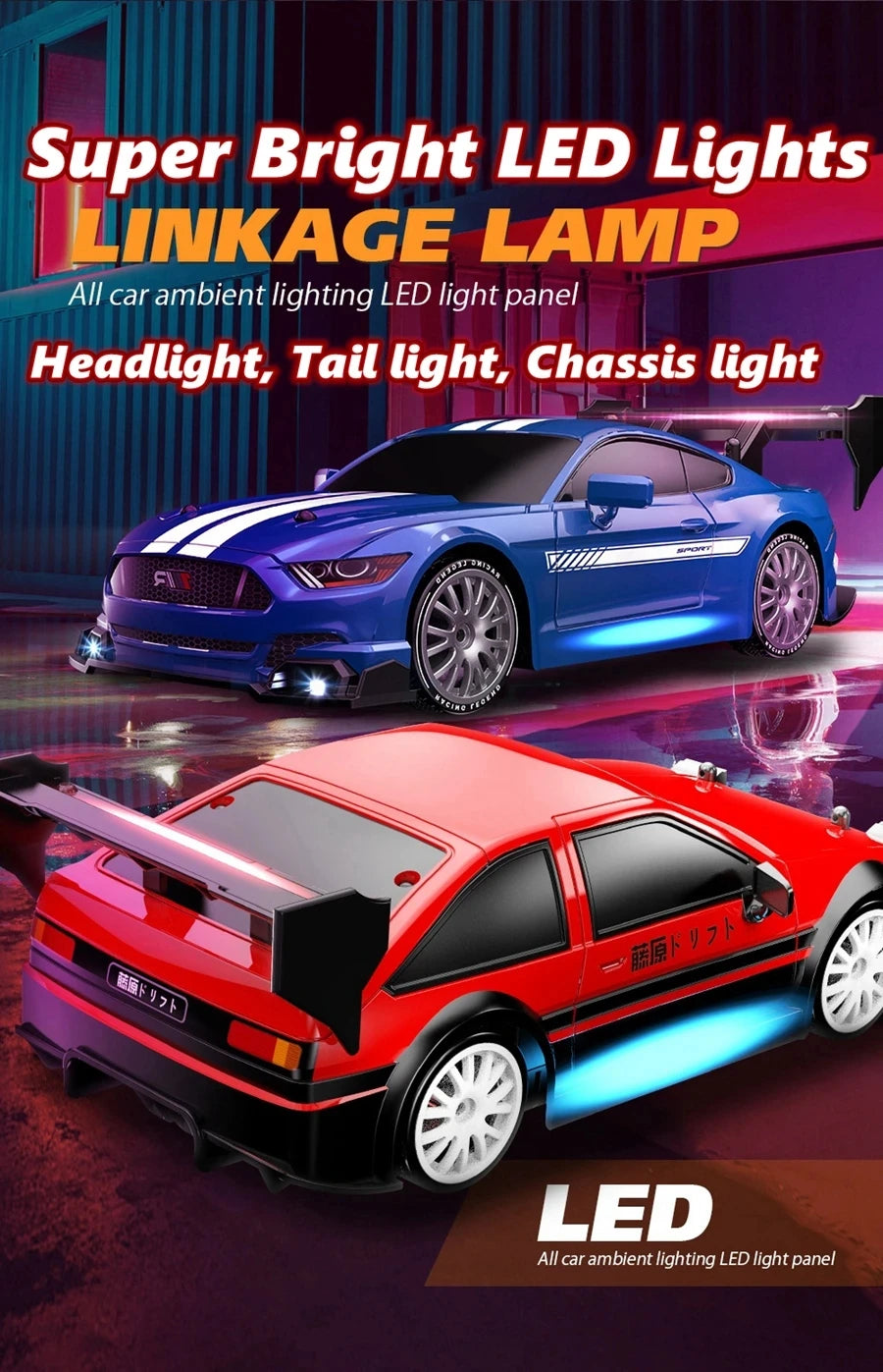 4WD RC Drift Car with LED – High Speed Racing RTR