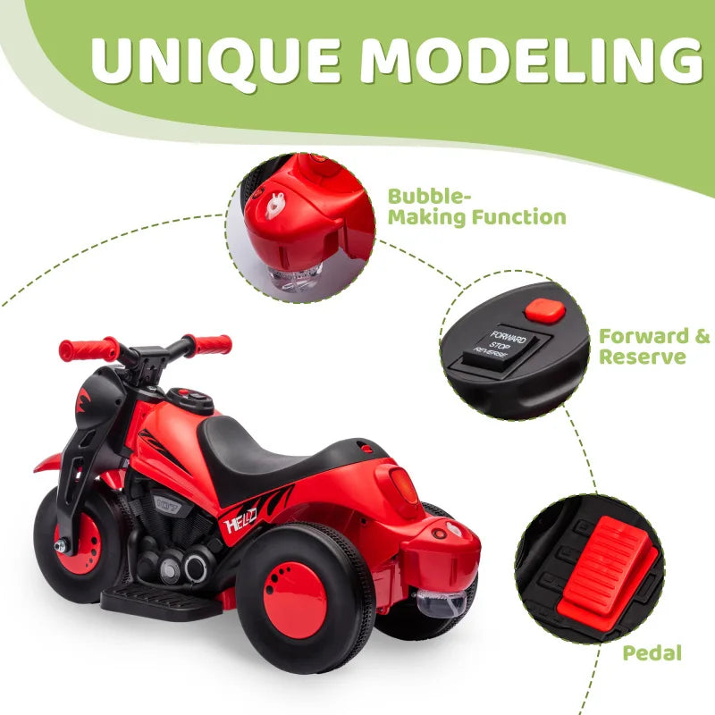 Qaba 6V Electric Kids Motorcycle – Ride-On Bubble Car with Music & Safe Design