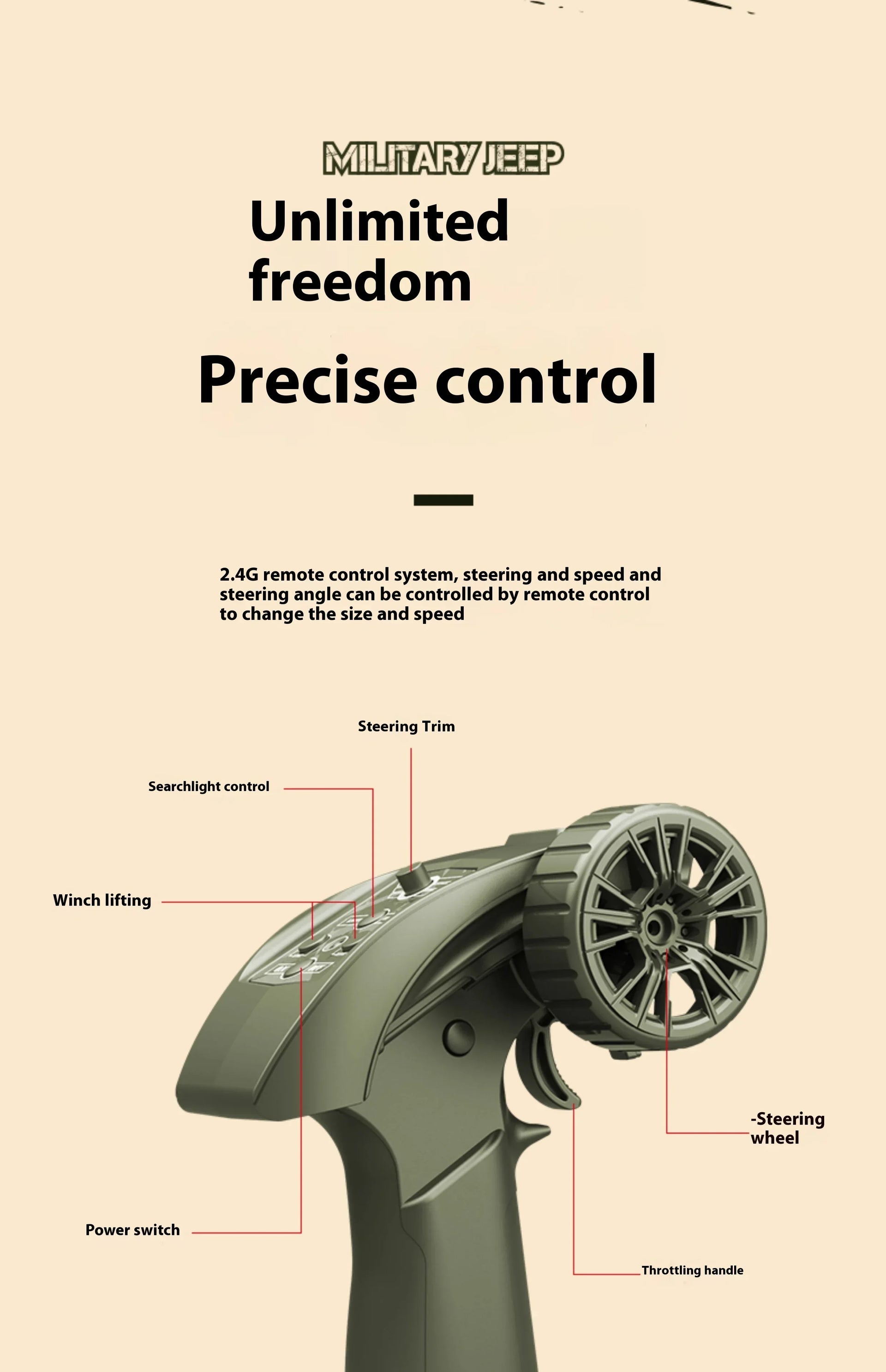 JJRC C8815 RC Jeep Willys 1/12 4WD Military Crawler Truck RTR