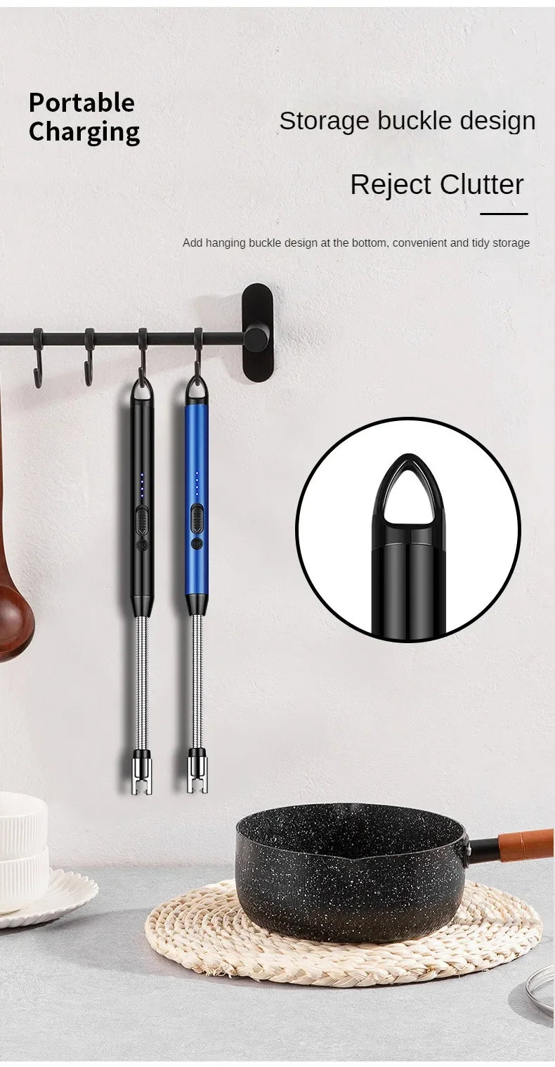 360° USB Electric Arc Lighter – Plasma Pulse Windproof Rechargeable BBQ Candle Lighter with Power Display